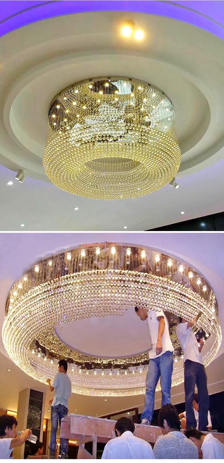 Large Crystal Custom Hotel Villa Hall LED Chandelier