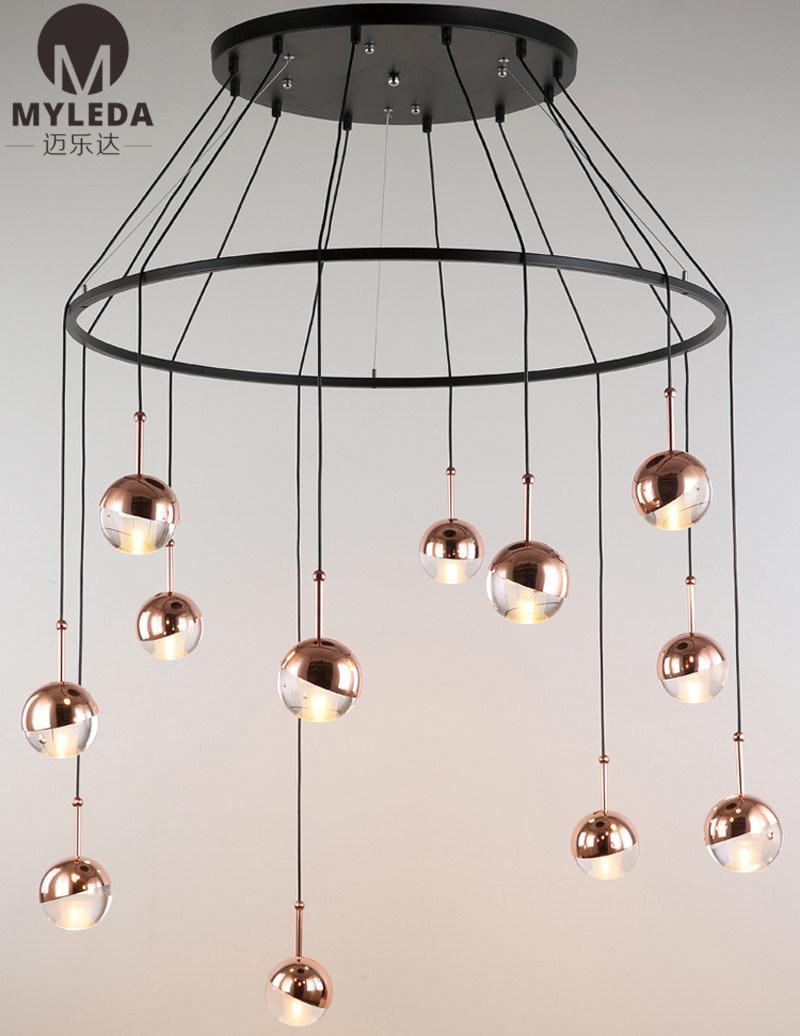 Modern Metal Pendant Lamp Glass LED Hotel Pendant Lamp