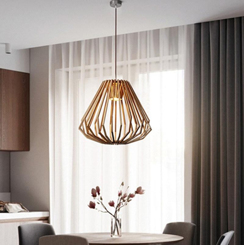 Nordic Wooden Cage Pendant Lamp for Indoor Home Decor Wooden Lamp (WH-AP-291)