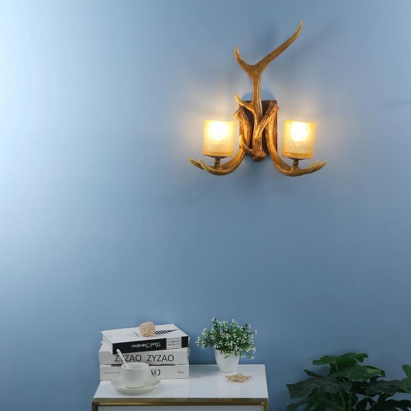Retro Antlers Wall Lamp Living Room Bar Creative Deer Decor Wall Lights Aisle Bedroom Restaurant Dining Room LED Wall Sconce