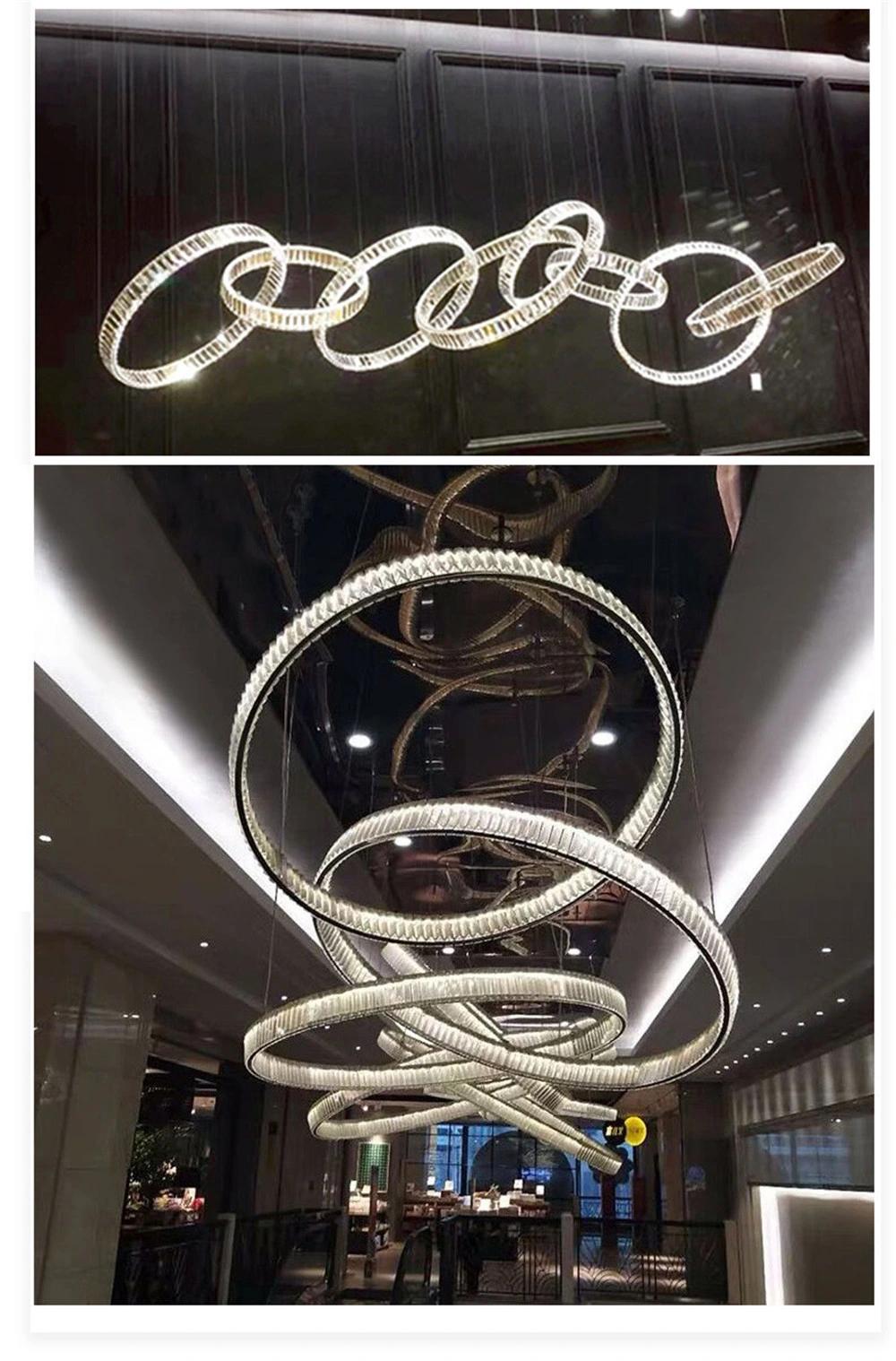 Modern Chandelier Villa Stairs Crystal Steel LED Pendant Chandelier Lighting