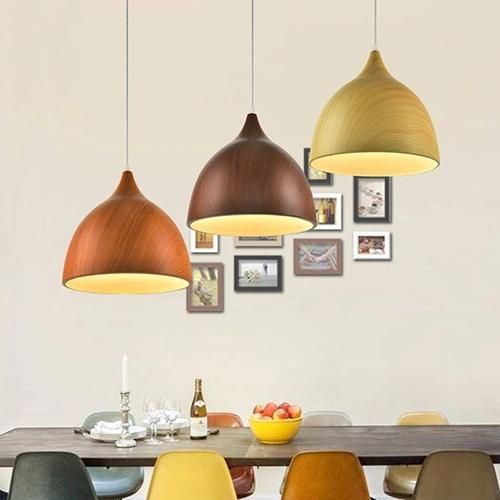 Modern Simple Chandelier Pendant Light Wood Color for Restaurant