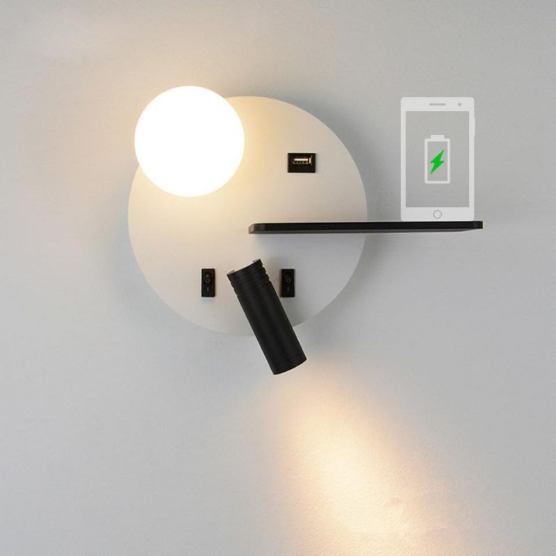LED Wall Light with Switch USB LED Reading Wall Mounted Bedside Reading Lights (WH-OR-120)