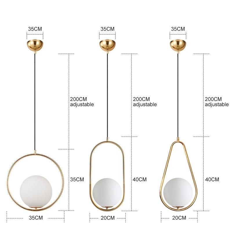 Nordic Ball Pendant Lights Black Silver Gold Metal Lamp Simple Bar Dining Room Sphere Pendant Lamp (WH-AP-286)
