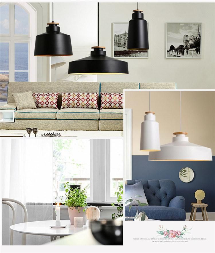 Simple Wood Modern Aluminum White Black Hanging Pendant Light