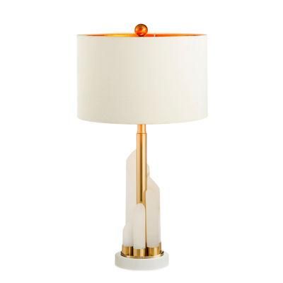 High Quality White Cloth Art Desk Light Bedroom Foyer Study Lighting Fixture E27 LED Lamp Modern Metal Marble Table Lamp
