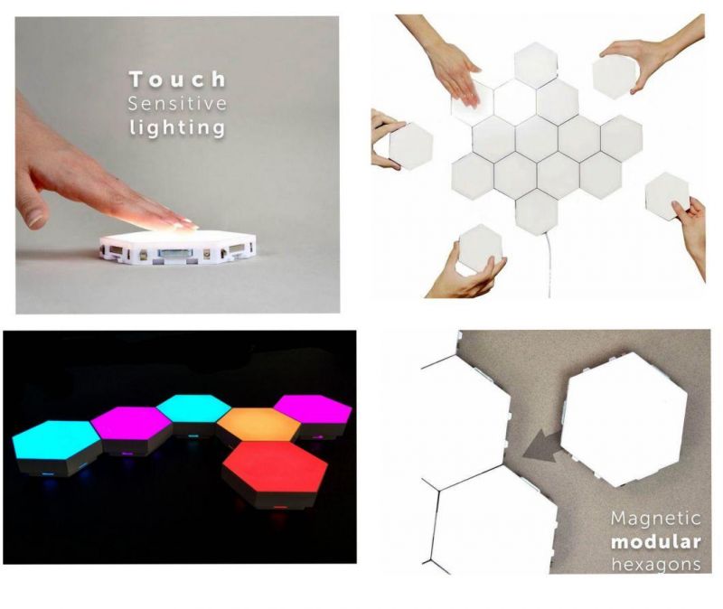 LED Wall Light, Modular Touch Sensitive Lights Creative Geometry Assembly LED Night Light Suitable for Indoor, Bedrooms, DIY Lovers, Gifts