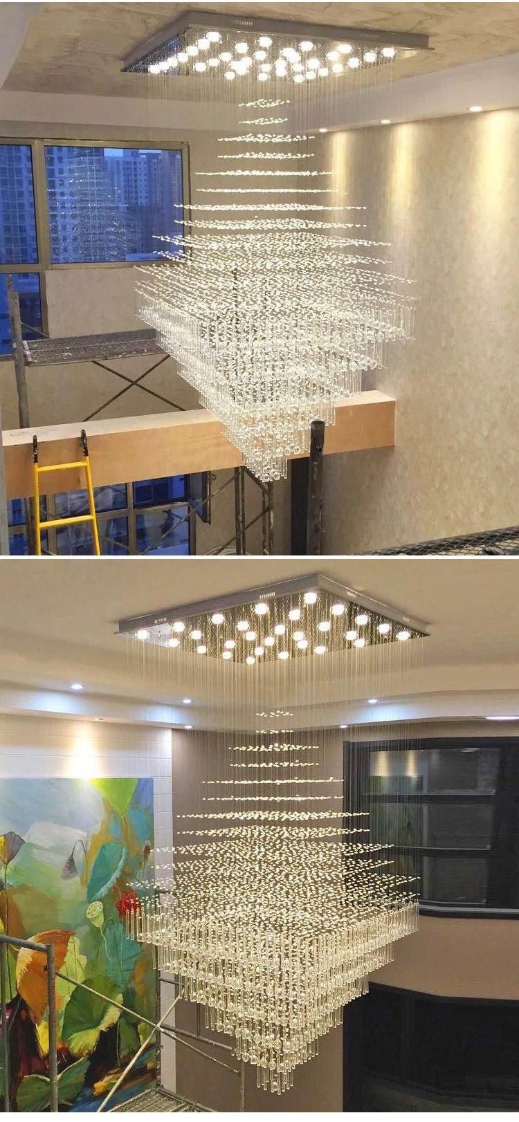 European Style Decorative Exhibition Hotel Stair Custom Project Crystal Chandelier Lamp