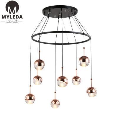 Modern Metal Pendant Lamp Glass LED Hotel Pendant Lamp