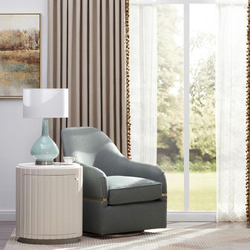Green Ceramic Table Lamp Fabric Shade Cylinder Modern Bed Side Table Lamp
