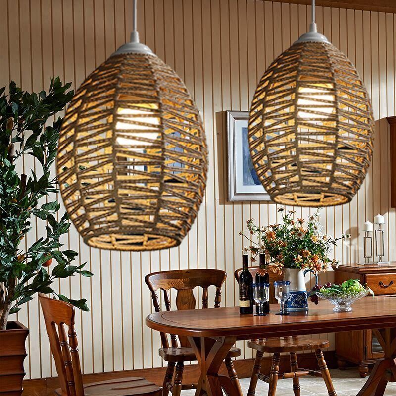 LED Chandelier Rattan Imitation Hemp Rope Chandelier