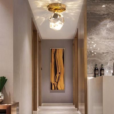 Copper Crystal Light Corridor Light Bright Decoration Lamp Luxury Postmodern Ceiling Light