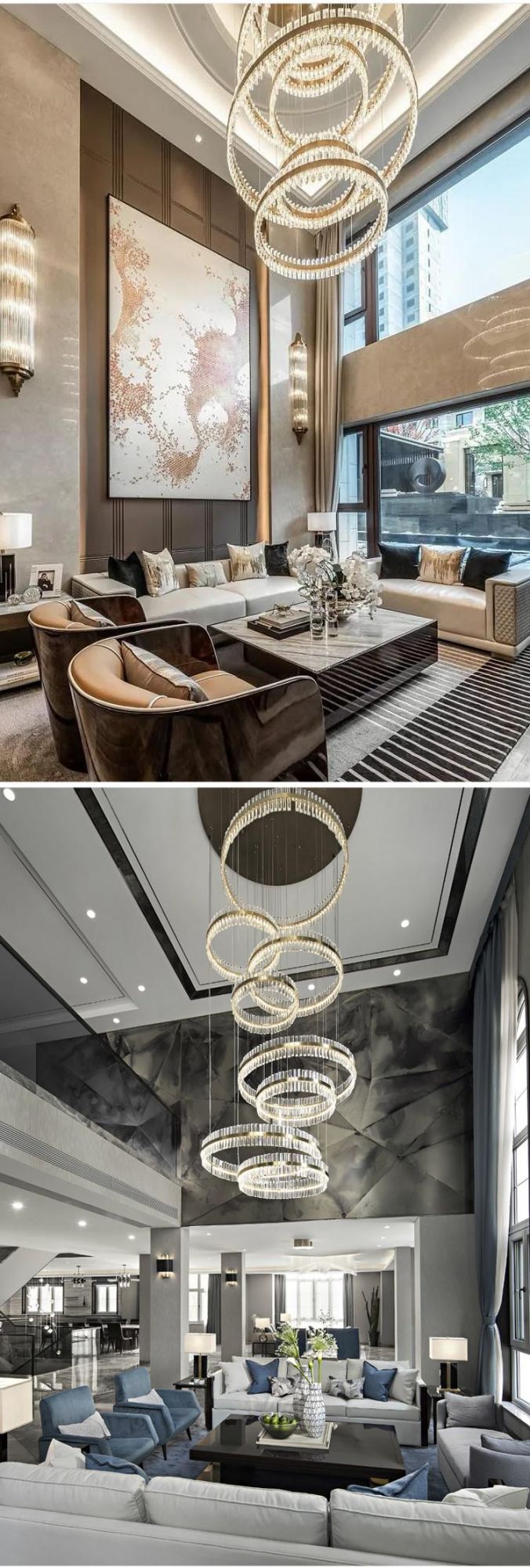 New Design Decorative Commercial Long Staircase Big Custom Modern Round Crystal LED Chandelier Light