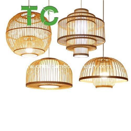 Wholesale Bamboo Pendant Lamp Bamboo Ceiling Lighting Fixture Retro Chandelier Hanging Light Woven Ceiling Lamp