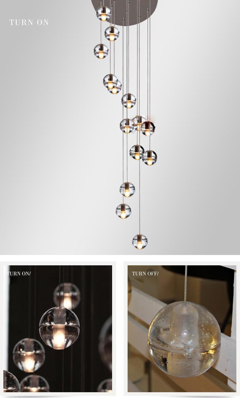 Modern Smoked Bulb Glass Bell Ball Lighting Black Lamp LED Pendant Light