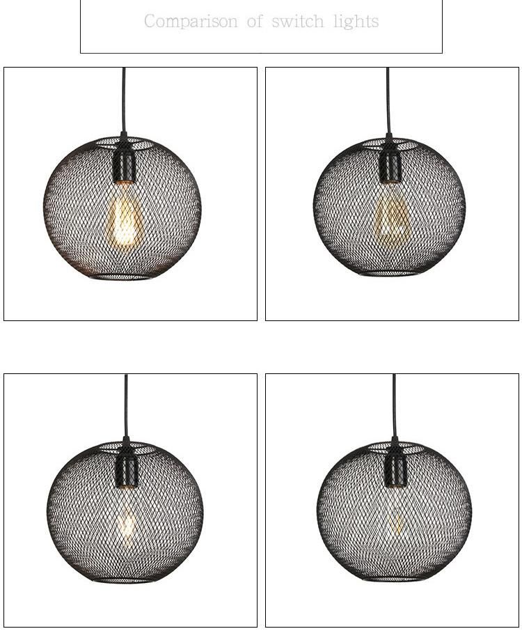 Nordic Industrial Modern Decoration Retro Hanging Pendant Light Black Iron Cage Pendant Lamp