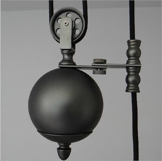 Retro Vintage Pully Pendant Lights Fixture Loft American Black Hanging Lamp (WH-VP-130)