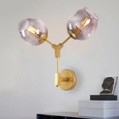Post Modern Magic Bean Double Head Glass Bubble Cover Villa Hotel Corridor Molecular Wall Lamp (WH-OR-95)