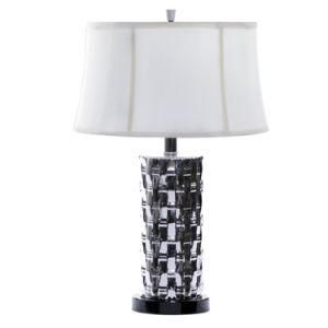 Parchment Softback Shade Ceramic Hotel Table Lamp with Stain Black Base