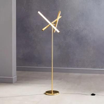 Gold Minimalist LED Floor Lamp Living Room Vertical Wrought Iron Lights Multi-Head Strip Design LED Lighting (WH-MFL-40)