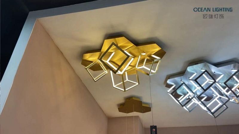4 Gold Square Style Frame Modern Chandeliers Lighting Ceiling Lamp
