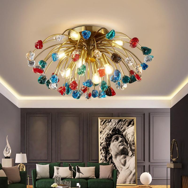 Modern Colorful Crystal Ceiling Chandeliers for Bedroom Living Room LED Round Ceiling Lamp (WH-CA-51)