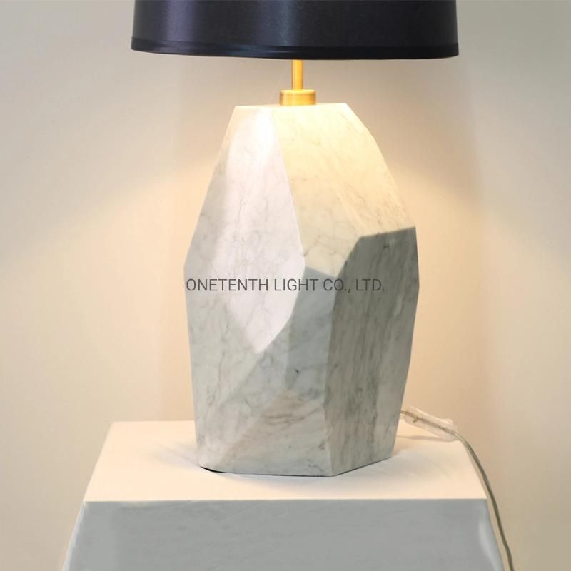 Marble Body and Fabric Shade Table Lamp