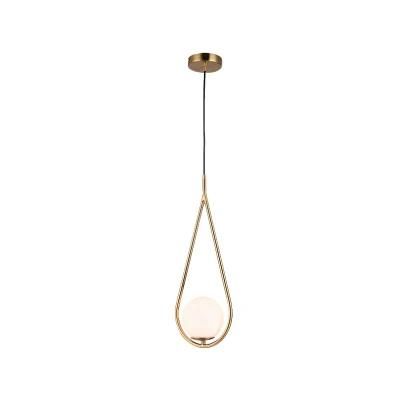 One Lite Bronze Drop Frame Pendant Lamp with Opal Glass