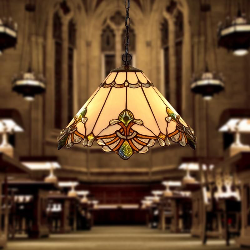 Umbrella-Shaped British Neoclassical Pendant Lamp Tiffany Creative Chandelier Energy Saving Lamp