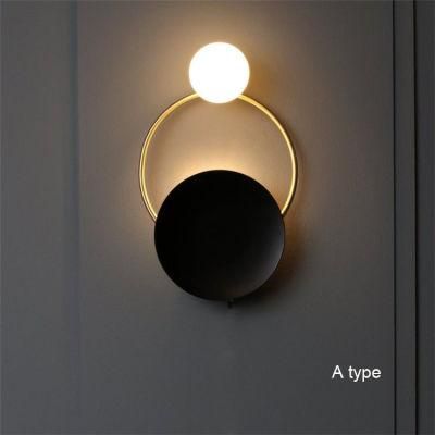 Modern Decorative Bedside LED Wall Light in Black and Brass Color for Living Room