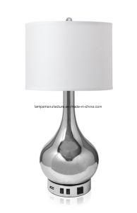 USA Hotel Desk Lamp with USB and Polished Chrome Finish