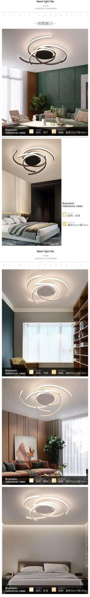 Dining Living Room Chandelier Industrial Style Bedroom Lamp LED Ceiling Light