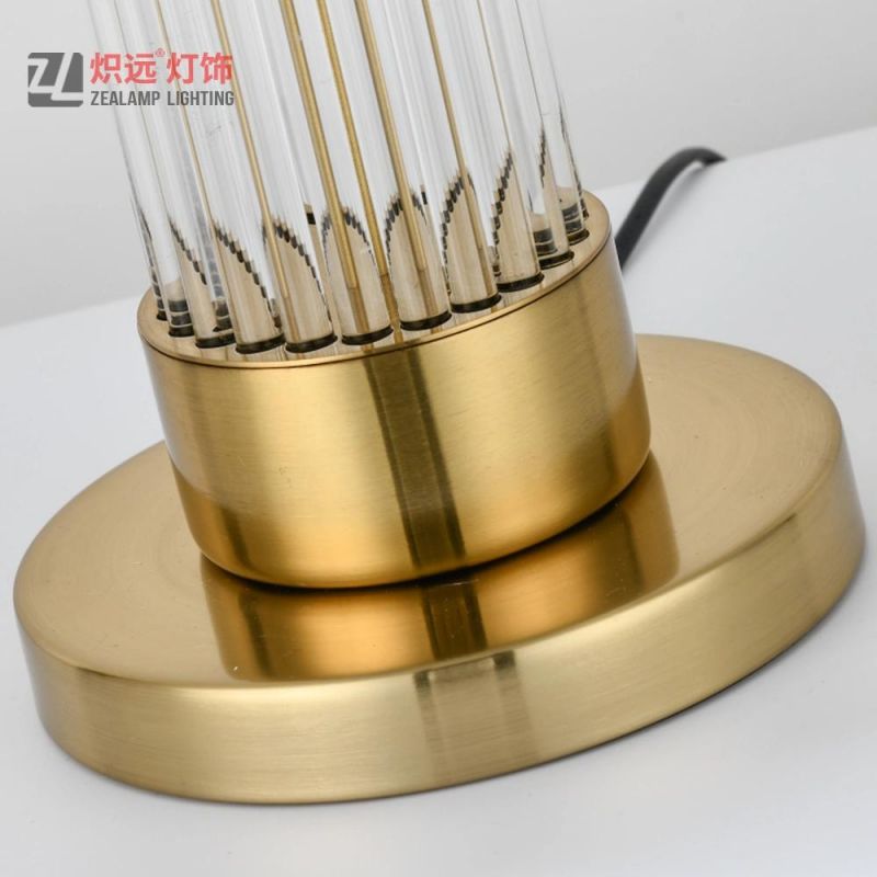Metal Hotel Bedside Decorated Glass Tube Modern Table Lamp