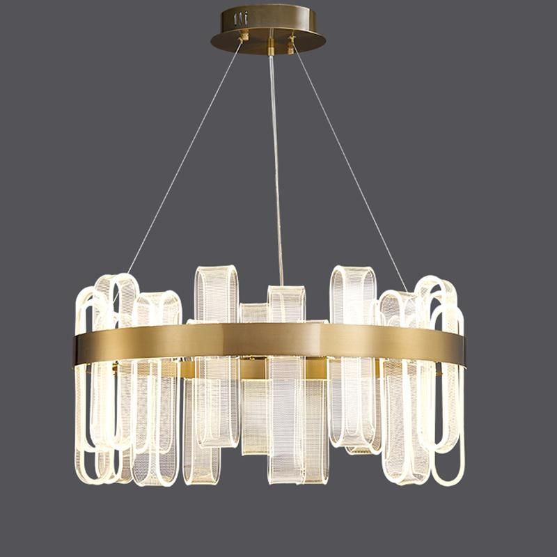 Round Crystal Chandelier Bedroom Living Room restaurant Pendant Lamp Light