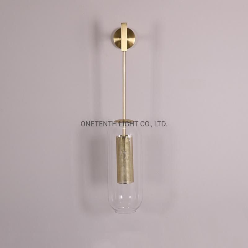 Clear Glass Shade and Metal Wall Plate Wall Lamp