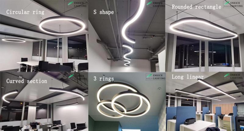 Flicker-Free Aluminum LED Circle Ring Light Round Shape Pendant Light for Office, Hotel