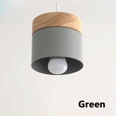 Nordic Simplicity LED E27 Pendant Light Modern Macaron Hanging Lights Home Improvement Iron and Wood Decoration Pendant Lamp Pendant Light
