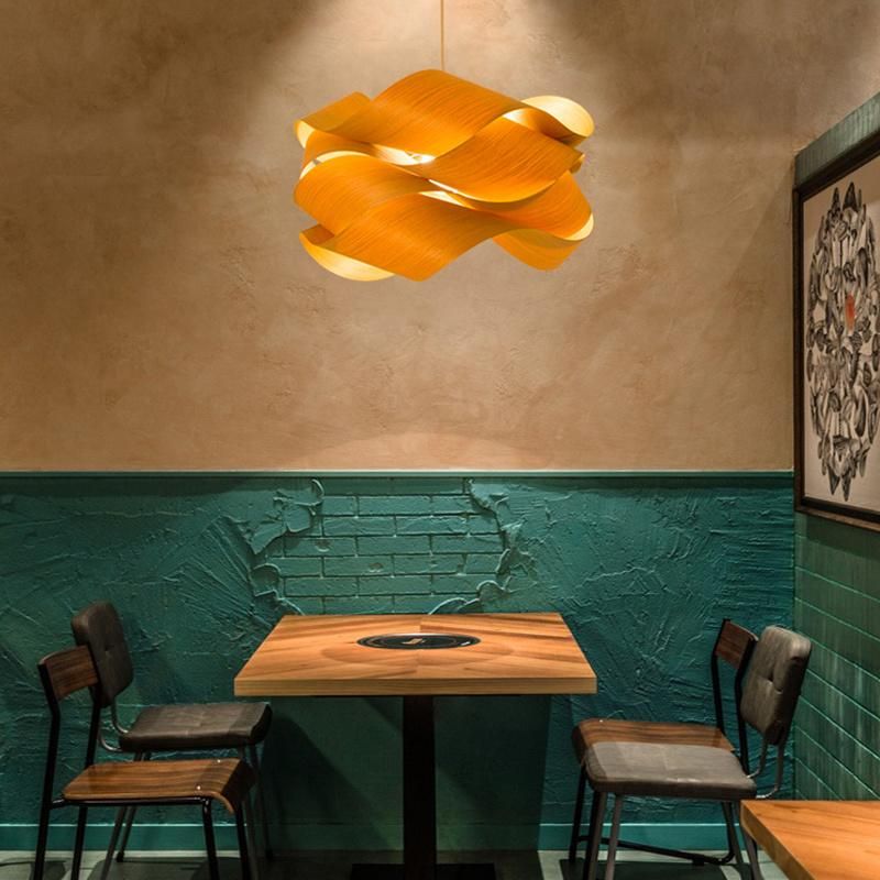 Wooden Creative Chandelier Asian Style Dining Room Pendant Lamp Light