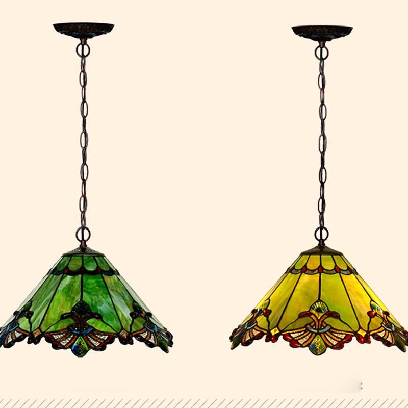 Umbrella-Shaped British Neoclassical Pendant Lamp Tiffany Creative Chandelier Energy Saving Lamp