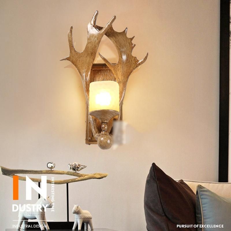 Loft Industrial Farmhouse Kitchen Dining Room Deer Horn Wall Lamp (WH-VR-07)
