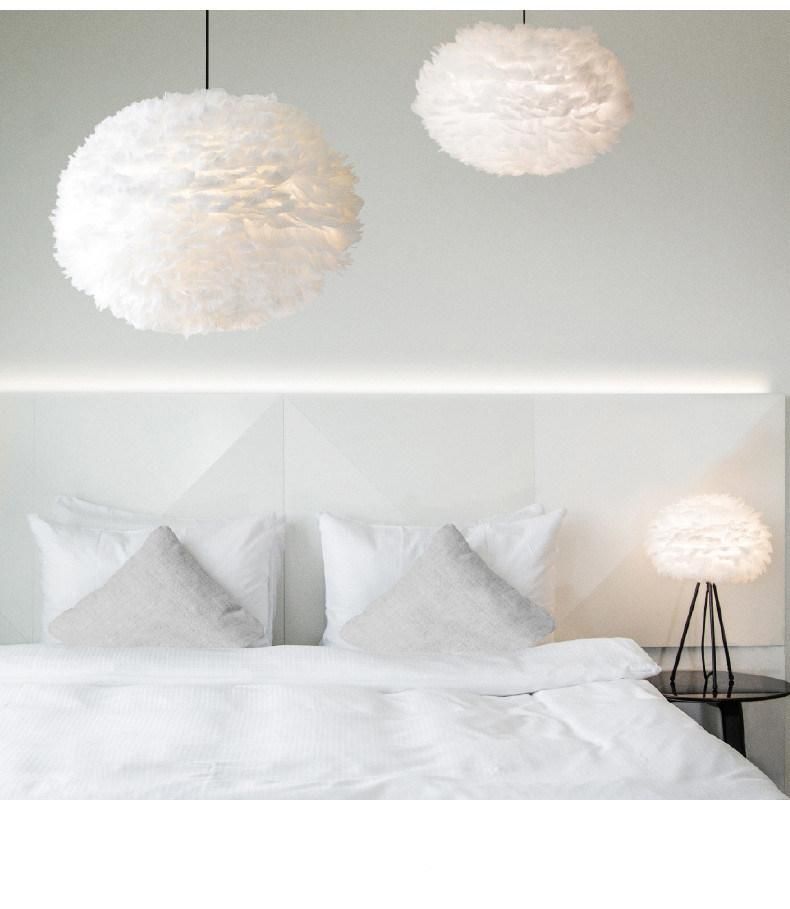 Nordic Ins Feather Light Bedroom Warm and Romantic Modern Minimalist Children′s Room Master Bedroom Creative Net Red Lighting
