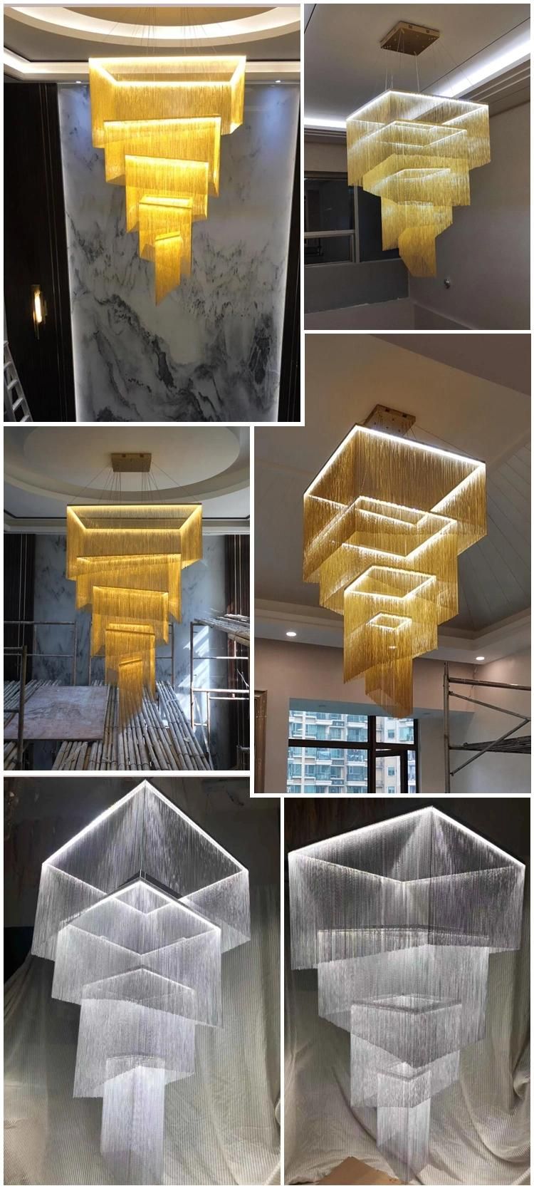 Modern Chain Chandelier Hanging Pendant Lamp for Lobby, Living Room