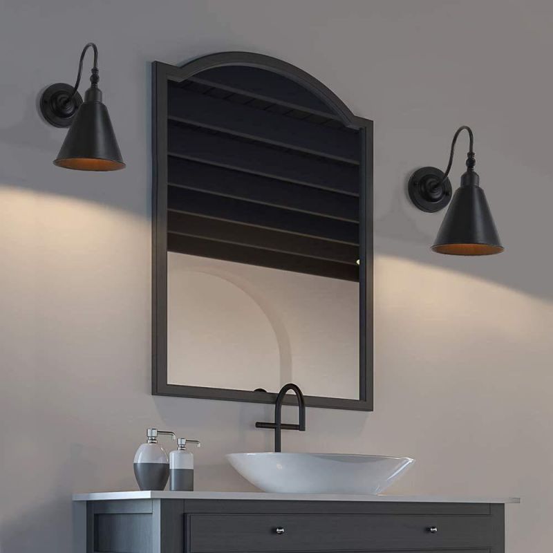 Swing Arm Wall Lamp Rustic Vintage Wall Sconce Lighting Home Decor Headboard Bathroom Bedroom Farmhouse Porch Garage - Black (Bulb Not Included)
