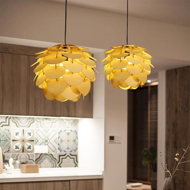 Dining Room Bedroom Model Room Wood Chip Chandelier Pendant Lamp