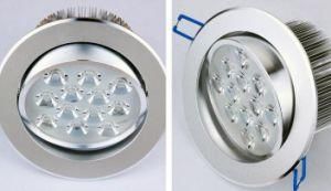 LED Downlight Lamp, 15W LED Spotlight, Silver Aluminum Material High Power Recessed Downlight Lighting
