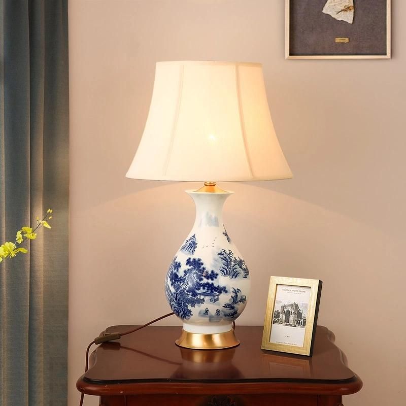 Europe Home Decor Blue and White Porcelain Table Lamp for Bed Room Ceramic Floor Lamp