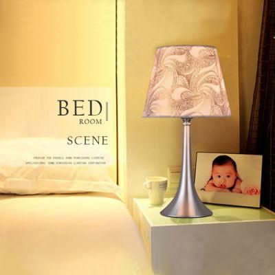 Chinese Traditional White Ceramic Desk Lamps Fabric Lampshade Nightstands Metal Table Lamp