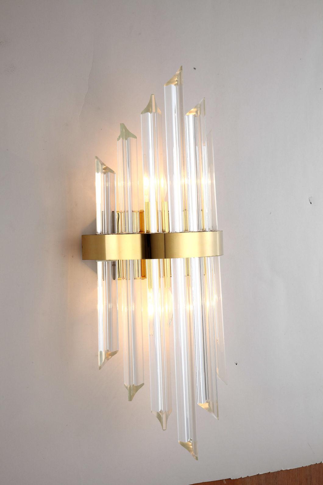 Indoor Contemporary Decoration Design Lights Fixtures Hotel Bedroom Staircase Lamp Brass Modern Crystal Wall Light