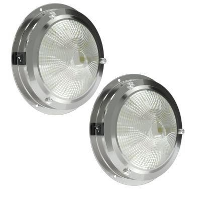 5.5 -Inch Lens LED Stainless Steel Marine Dome Light with Rocker / Toggle Switch