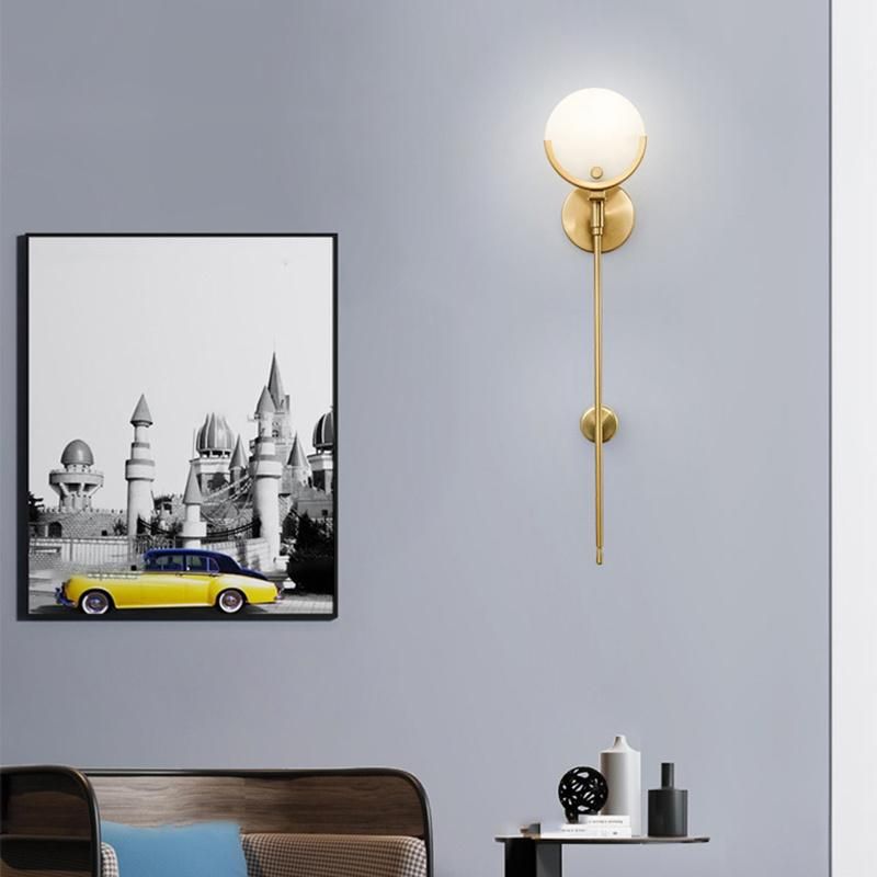 New Chinese Style Living Room Bedroom Full Copper Marble Wall Lamp